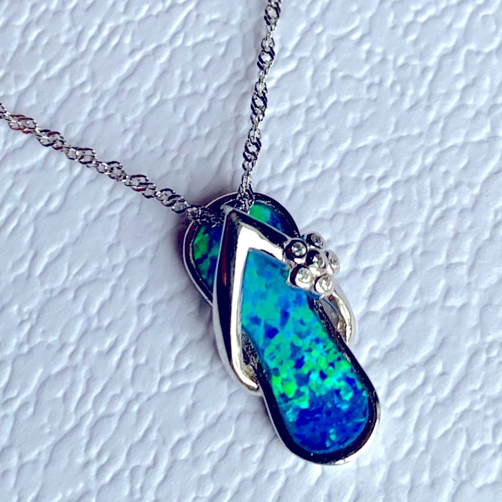 Sterling Silver .925 Chain And Flip Flop Pendant